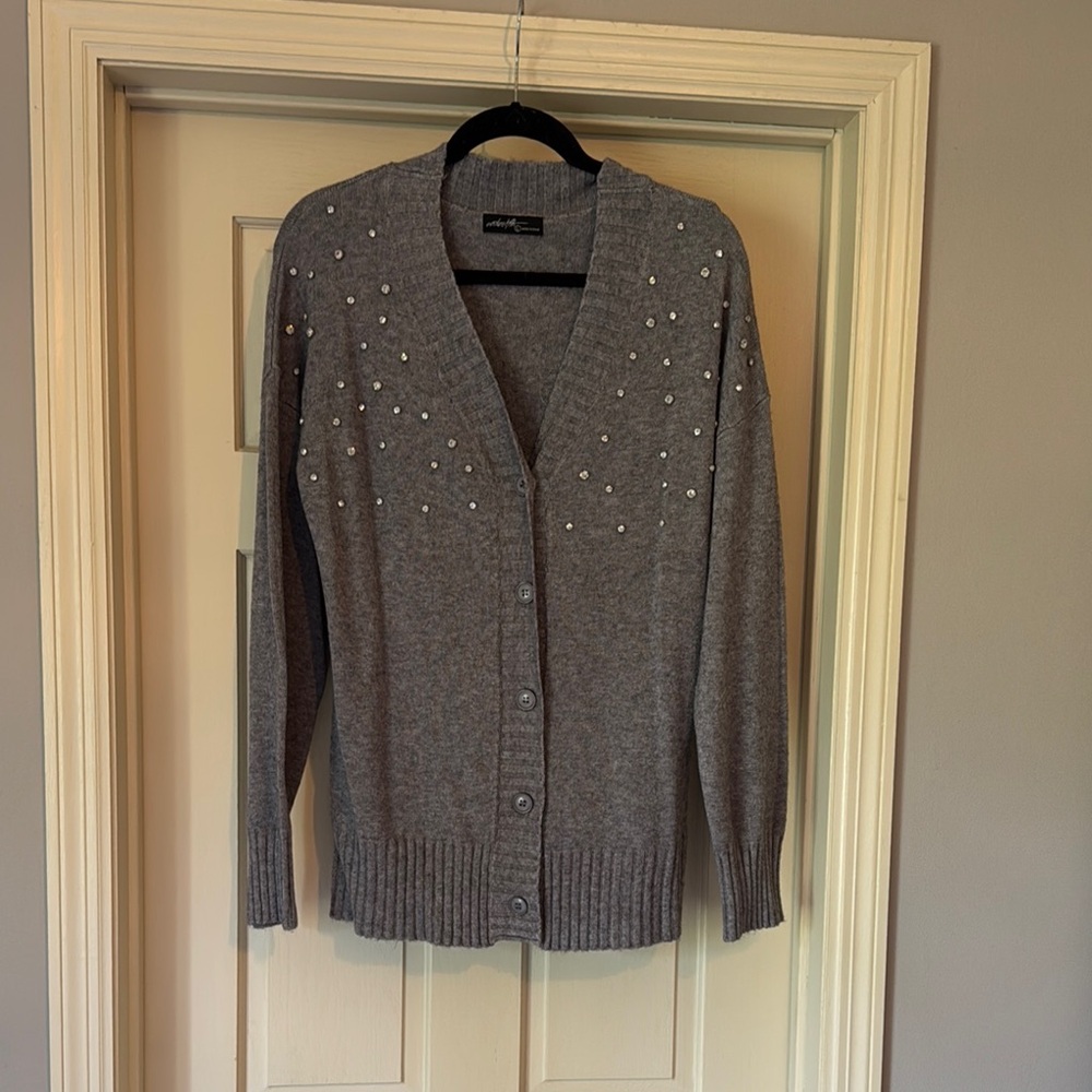 Never Worn! Gray Sparkly Cardigan Sweater
